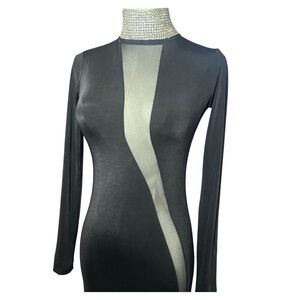 Stunning Black Sheer Panel Evening Gown – Preowned